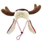 Huxley & Kent Antler Buffalo Check hat on a large dog for festive photos