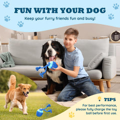 HVUATQ interactive dog ball blue on floor demonstrates active chase and run.