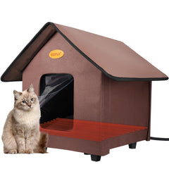 HXPLN heated cat house front view showing outdoor winter shelter design