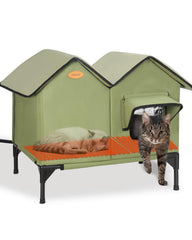 HXPLN heated cat house outdoor winter shelter protects feral cats.