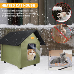HXPLN heated cat house with safe heating pad delivers body-temperature warmth