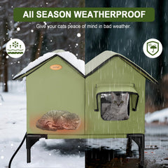 HXPLN heated cat house spacious dual escape doors for safe access.