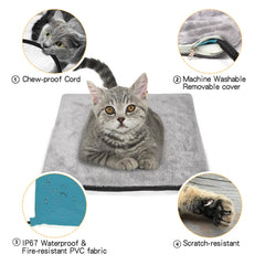 HXPLN heated pad close-up showing safety features.