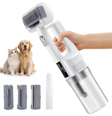 Hychipet dog vacuum with 5-in-1 kit removes pet hair from upholstery.
