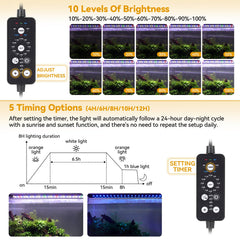 hygger 24W LED aquarium light LED bead array delivers brighter, broader coverage