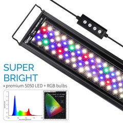 hygger Advanced LED Aquarium Light night blue glow creates calming nighttime atmosphere