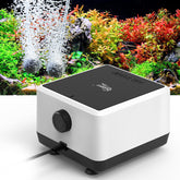 Hygger aquarium air pump dual outlets delivering stable oxygen distribution for larger tanks.