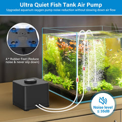 Hygger dual-outlet air pump showing two outlets for larger tanks