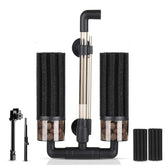 Hygger Aquarium Double Sponge Filter extendable clip enables flexible mounting and filtration.