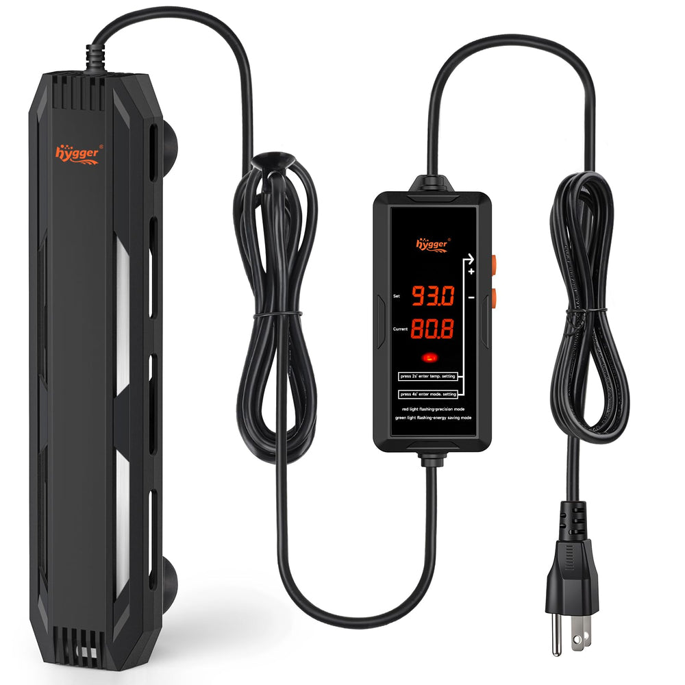 Hygger aquarium heater 300W in-tank view delivering stable heat for tropical freshwater tanks