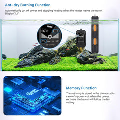 hygger aquarium heater explosion-proof quartz glass protects fish during heating