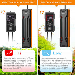 Hygger aquarium heater explosion-proof quartz glass construction
