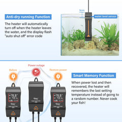 Hygger aquarium heater memory function remembers temperature after power loss