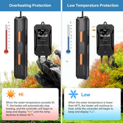 hygger aquarium heater temperature sensor and alarm help prevent extreme temps