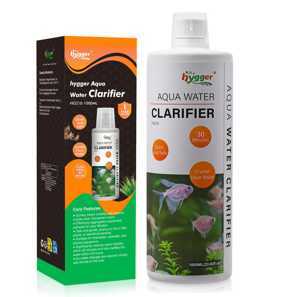 hygger Aquarium Water Clarifier bottle—quick cloud-clear results for freshwater and saltwater tanks