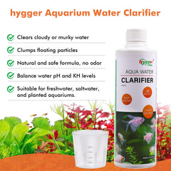 hygger Aquarium Water Clarifier pour action demonstrates easy dosing for tank clarity