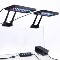 Hygger clip-on aquarium light attached to tank edge for natural day-night aquarium illumination.