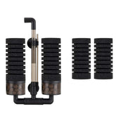 Hygger double sponge filter front view showing space-saving design for small tanks.