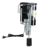 Hygger Hang On Back Filter front view shows quiet operation for small tanks.