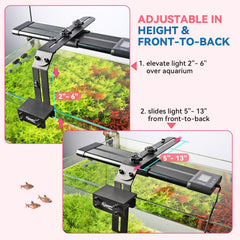 Hygger light riser aluminum construction with black frosted coating resists humidity.