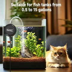 Hygger MINI demonstrates 25L/H airflow powering bubbles in a small tank.