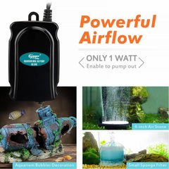 hygger mini aquarium air pump kit wall-mount friendly for quiet operation on shelf or wall