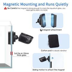 Hygger Mini Wave Maker operates quietly with vibration pad