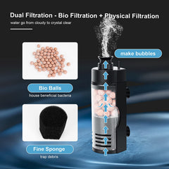 Hygger small aquarium bio sponge filter media chamber for easy maintenance