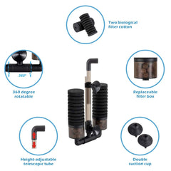 Hygger sponge-filter ceramic-balls compartment supports robust chemical filtration for clearer water.