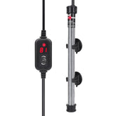 Hygger submersible heater 100W with LED display shows current and set temp.