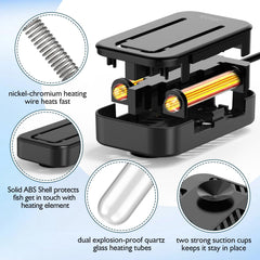 Hygger submersible heater submerged in tank maintains steady aquarium warmth.