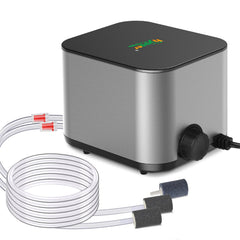 Hygger Ultra Quiet air pump front view highlighting compact design for peaceful tank aeration