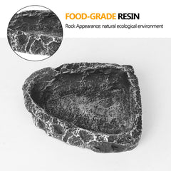 Hygger zoo reptile food bowl rock texture blends with habitat for natural feeding.