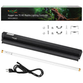 Hygger zoo T5 UVB light fixture with 22-inch hood provides strong UVB for reptile basking.
