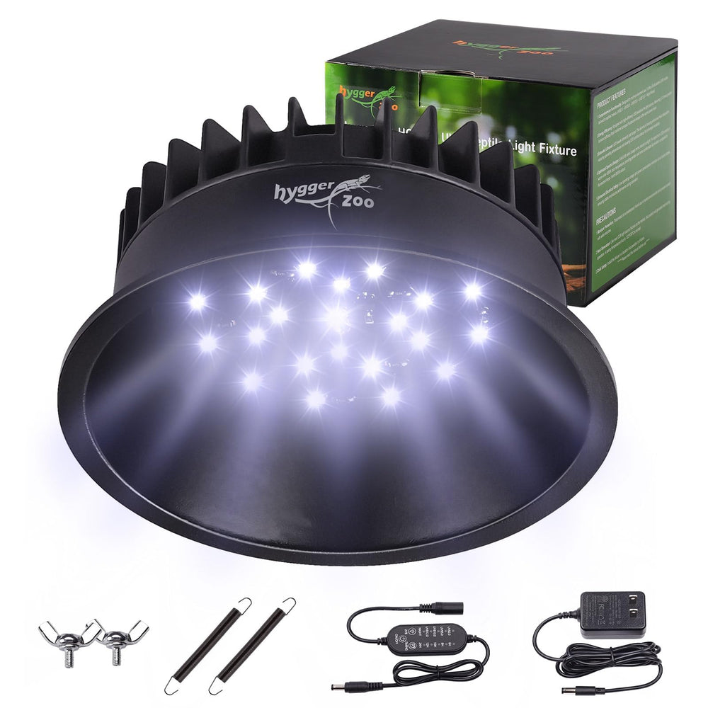 Hygger Zoo UVB light with timer front view for reptile basking
