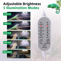 Hygger zoo UVB light shown with timer for easy day-night cycle control.