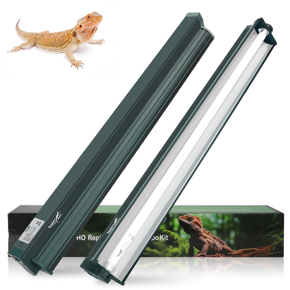 Hygger Zoo T5 Reptile Light Fixture Green Combo Kit overview showing compact all-in-one terrarium lighting