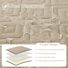 Hyha blanket close-up shows soft fabric and inner waterproof layer for protection.