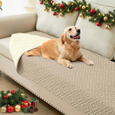 Hyha waterproof dog blanket on sofa, dual-color sides protect furniture stylishly.