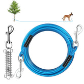 HYHJH dog tie-out cable 30ft shows rugged galvanized steel for outdoor use and camping.