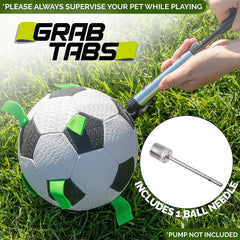 Hyper Pet Grab Tabs Ball side shot highlights durable nylon tabs
