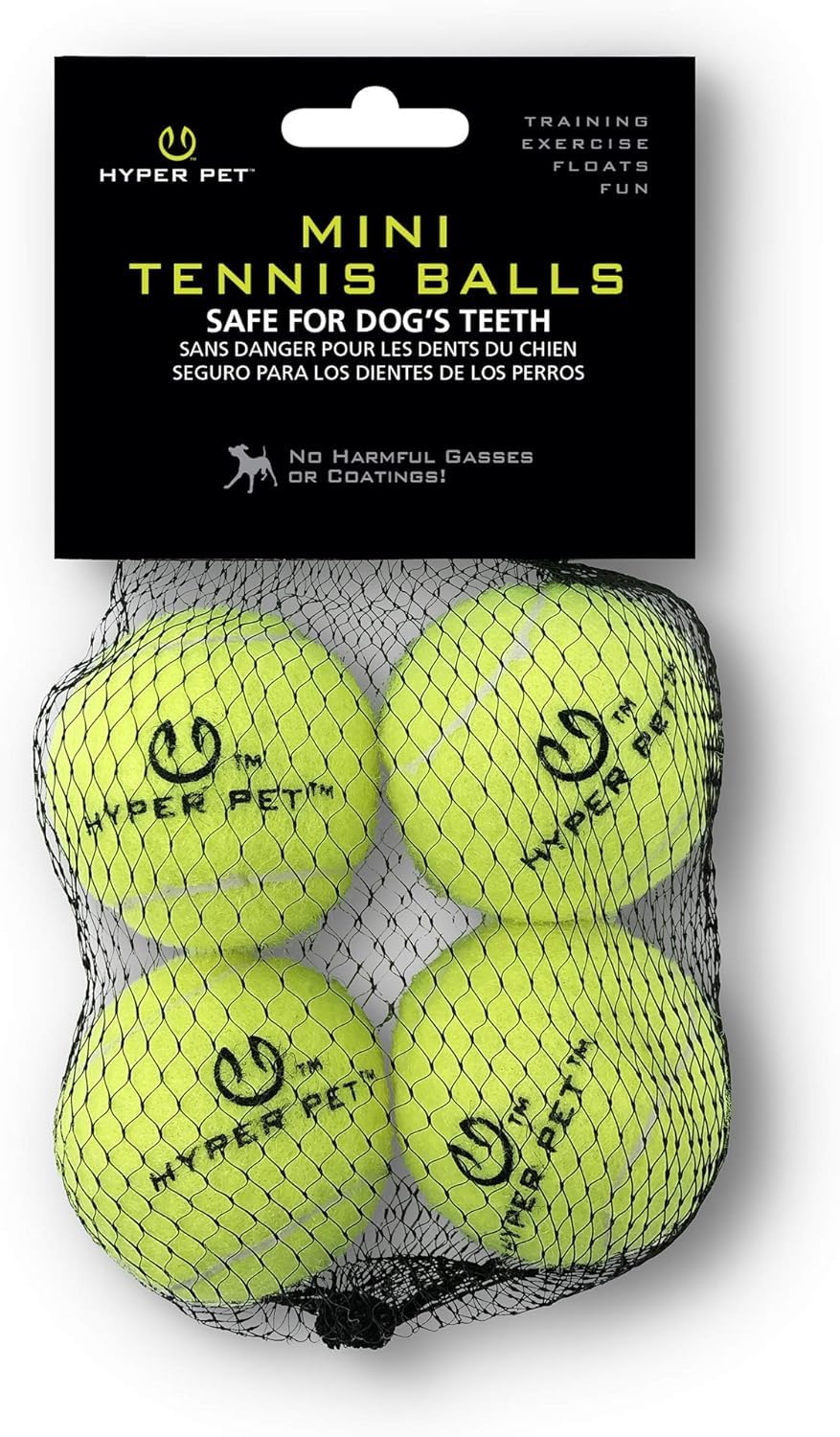 Hyper Pet mini tennis ball pack green close-up for small dog fetch.
