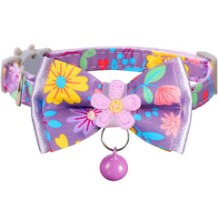 HYQHYX floral cat collar green bow with bell for daily wear