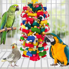 HZDZ LCPAW chew toy uses beak-safe untreated wood for safe chewing.