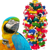 HZDZ LCPAW extra-large bird toy with natural wood chunks for sturdy beak exercise.