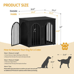 Hzuaneri 26.8-inch wooden dog crate side view doubles as stylish living room accent