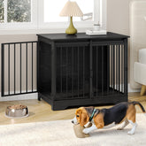 Hzuaneri 31-9-inch dog crate barn door front view demonstrates space-saving style for living rooms