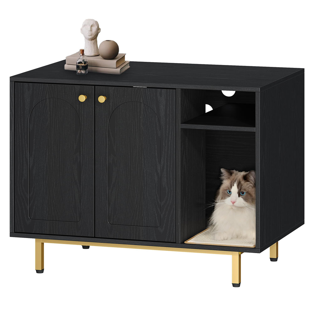 Hzuaneri CB01504G cat litter enclosure front view showing hidden space and clean lines