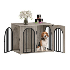 Hzuaneri dog crate arch door demonstrates sleek integration with modern living spaces.