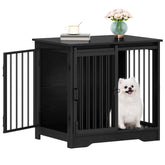 Hzuaneri dog crate with barn door front view, space-saving design for small dogs